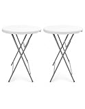 Jardin202 - Mesa Plegable Redonda 80x110cm Blanca y Negra Catering | Mesa Resina con Patas de Acero Plegable para Eventos, terraza y Camping | 2 Unidades (Blanca)
