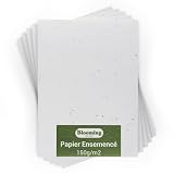 Blooming Papel sembrado – Lote de 10 hojas para plantar – Tamaño A6 150 g/m2 – 10,5 x 15 cm – Blanco virgen – Semillas de flores silvestres biodegradables – Tarjetas, invitaciones, impresiones