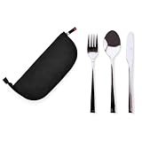 IRIS Barcelona – Set de Cubiertos Portátil con Estuche Compacto | Cubiertos Acero Inoxidable Reutilizables | Juego de Cubiertos Ligeros y Extraplano para llevar al Trabajo. Oficina, Camping o Viaje