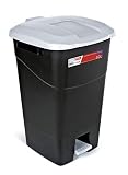 Tayg - Contenedor de residuos 60 litros con Pedal, Base Negra y Tapa Gris