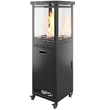 Outsunny Estufa de Gas Butano 13 kW Regulación Continua del Calor Negro