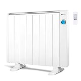 Orbegozo RRE 1510, Emisor térmico bajo consumo, 1500 W, 8 elementos reales, aluminio, mando a distancia, funcionamiento programable,botón de desconexión total, pared o pie, color blanco