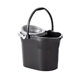 Maya - Cubo de Fregona con Escurridor de 10L para Espacios Pequeños, Diseño Compacto en PP Libre de BPA | 36x27,5x24 cm | Limpieza con Boquilla de Vertido y Asa Ergonómica (Negro)