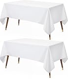 Utopia Kitchen Mantel de Poliéster 152 x 213 cm (Pack de 2, Blanco) Cubierta de Mesa Lavable a Máquina Ideal para Fiestas, Eventos, Bodas y Restaurantes (60 x 84 Pulgadas)