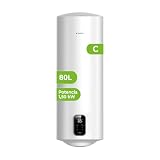 Aspes Termo Eléctrico 80 Litros, AT8000SDW. 1500W, Kit de Montaje Incluido, Resistencia de Acero Esmaltado, Termostato Digital, Temperatura Máx 93 º, Blanco, Eficiencia Energética B