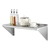 VEVOR Estante de Pared de Acero Inoxidable 915x305x63 mm Estante Flotante con Soporte Triangular Carga Máxima de 113 kg Estantería de Pared para Libros Portarretratos Plantas Oficina Baño Cocina