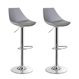 2 taburetes de cocina regulables en altura gris y metal con respaldo alto
