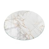 Tulup Tablero Superficie De Mesa in Vetro ⌀ 90 cm Redonda para la Cocina, Comedor y Salón Cristal Templado Encimera de Vidrio Superficie Lisa Decoración Moderno - Motivo Mármol Elegante con Vetas