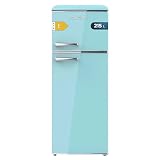 Cecotec Frigorífico 2 Puertas Retro de 215 L Bolero CoolMarket 2D Origin 215 Blue E. Altura 148,2 cm y 55,2 cm de Ancho, Luz, Tirador Cromado, Bandejas Cristal, Control de Temperatura, Azul