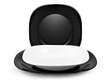 H&H, Juego de platos de 18 piezas en ópalo, blanco y negro