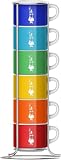 Bialetti Seis vasos apilables, multicolor, porcelana