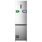 Cecotec Frigorífico Combi Total No Frost 336L Bolero CoolMarket Combi 336 Inox A. 201cm Alto, Apertura 90º, Fresh Flex, Humidity Flex, Compresor Inverter Plus, Bajo Consumo, Multi AirFlow, Modo Smart