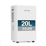 Deshumidificador 20L con Indicador Digital de Humedad,Deshumificadores de humedad Deshumidificador para Hogar hasta 60m² con Apagado Automático, Ideal para, Baños, Dormitorios, Sótanos (20L Blanco)