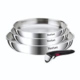 Tefal Ingenio Emotion - Juego de 3 Sartenes, Acero Inox, Sin Revestimiento