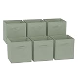 GREATOYAR Juego de Cajas de Almacenamiento, Cajas de Almacenamiento de Tela, Cubos de Almacenamiento Plegables, Cajas de Juguetes Plegables, Cajas Organización, 31x31x31cm, Verde Claro,6 Unidades