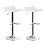 LOLAhome Taburetes Altos de Cocina Regulables en Altura Cuadrados sin Respaldo (2, Blanco)