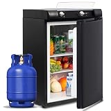SMETA Nevera Camping 12V 220V Gas, Nevera Trivalente 60L, Frigorífico Pequeño para Furgoneta, Camper, Caravana, RV, Camión, Yate, Negro, Silenciosa