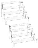 QWORK® 4 Niveles Soporte de Exhibición de Acrílico, 4 mm de Grosor, 30x25x20 cm - Vitrina Expositora Transparente para Figuras Pop/Magdalenas/Perfumes (2 Piezas)