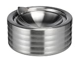 Bambelaa! Cenicero Exterior Con Tapa Antiolores de Acero Inoxidable - Cenicero de Viento Con Tapa Extraíble En Plata