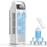 Aire Acondicionado Portátil sin Tubo 6 en 1, Climatizador Evaporativo de 1200ml con Humidificador, 36W Bajo Consumo, Turbo 7m/s, Silencioso, Enfriador para Habitación, Blanco Perla