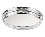 EDZARD Bandeja Delphi (diámetro 30 cm), Redonda, Plateada, protección contra el deslustre - Bandeja Servicio