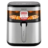 SOGO Freidora de Aire 10L sin Aceite con Pantalla Táctil LED y 10 Funciones - Air Fryer Digital con Cesta Cerámica Antiadherente y Ventana de Visión - Freidora Aire Grande para Cocina Saludable