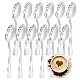 FAMILY Pack 12 Cucharillas de Moka 10x2CM Acero Inoxidable Diseño Línea, Elegancia y Funcionalidad para Cada Ocasión, Cubiertos de Alta Gama para Hogar y Restaurante