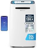Pro Breeze Deshumidificador 20L con WiFi, Antihumedad Deshumidificador Silencioso para Habitaciones hasta 30 m², Depósito Extraíble, Desagüe Continuo, 4 Modos, Temporizador 24 h, Seca la Ropa