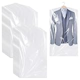 70PCS Fundas para Ropa Transparentes 90 x 60 cm Gran resistencia Fundas Ropa Armario de Plástico Bolsas Antipolvo para Colgar Camisas Vestidos Chaquetas y Trajes Apto para el almacenamiento prolongado