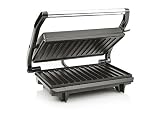 Tristar GR-2650 Parrilla eléctrica con superficie de cocinado de 22.5 x 14 cm, revestimiento antiadherente, tapa flotante, libre de BPA y PFOA, almacenamiento para el cable, 700 W, Color Negro