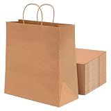 MAXI PRODUCTS - 50 Unidades - Bolsas Papel Kraft con Asa Rizada - 18 x 8 x 24 cm - Bolsas Regalo - Bolsitas Personalizables - Eventos y Hotelería - Comunión, Cumpleaños, Bodas - PERSONALIZABLES