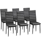 Bealife Sillas de Comedor Modernas (Juego de 6), Tapizadas en Piel Sintética PU, Respaldo Alto Ergonómico para Salón y Cocina, Negro