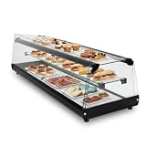 Horemaq Vitrina Expositora Neutra de Cristal 110,4 x 39 x 34,3 cm, 3 Niveles, Acero Inoxidable, para Bar y Mostrador