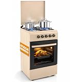 BAKAJI Cocina de exterior de alimentación a gas con horno y 4 fuegos, cocina con quemadores y parrillas extraíbles de hierro fundido con mueble y encendido ergonómico, ideal para exteriores e