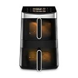 Ufesa Freidora de Aire Flamingo Duo, Doble Cubeta, Capacidad 11.5L, 8 Programas Preestablecidos, Pantalla Táctil Digital, DualZone Heat, 2500W, Vertical, 50-220ºC, Air Pulse 360º, Ventana con Luz