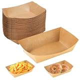 50 Piezas Bandejas de Cartón Kraft, 16.7x12x5 cm Bandejas Carton