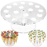 Seutmrou Soporte para Conos de Helado Acrílico 16 Orificios, Soporte Para Helado, Soporte de ExhibicióN de Conos de Helado para Helado y Sushi Conos y Rollos de Mano, Cumpleaños Fiesta Té de la Tarde