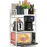 Heldenwunder Estantería Microondas Estantes Cocina Acero (3 Niveles) | Mueble Microondas Horno Estanterias Almacenaje Organizador Estante Panadería Ajustable + Instrucciones en Vídeo, Ganchos – Blanco