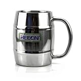 HEECN Jarra de cerveza de doble pared de acero inoxidable – Jarra de cerveza para camping – Vaso térmico de cerveza (0.4, Litros)