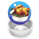 RASMACOR | Pack 25 Unidades Envase Aluminio Redondo con Tapa de Cartón 1.400 mL | Apto para Altas Temperaturas | Recipiente Aluminio para Pollo Asado