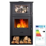 EIDER BIOMASA Estufa de Leña con Horno LUX – Chimenea de Leña Interior – 9,7 kW (máx. 12,4 kW) – Rendimiento 78% – Hasta 240 m³ – Doble Combustión – Certificada CE