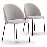 VS Venta-stock Set de 2 sillas Comedor Kenia tapizadas Beige, certificada por la SGS, 43 cm (Ancho) x 47 cm (Profundo) x 78,5 cm (Alto)