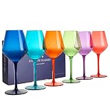 HAHASHOW Copas de Vino de Colores,Juego de 6, 440ml Lago Colorido