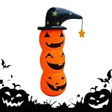 Halloween Inflatables - 4FT Stacked Pumpkin Blow Up Witch Hat Outdoor Decor