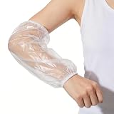 EUROPAPA 100 protectores de mangas desechables, manguitos impermeables de LDPE para hombre y mujer, calentadores de plástico para el hogar, la industria, el comercio y la hostelería (Blancos)