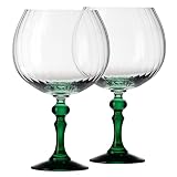 KROSNO Copas de Gin 660 ml con pie verde, juego de 2 – para Gin Tonic, Aperol Spritz y Cócteles – sin plomo – aptas para lavavajillas – Bubble Celebration Moments