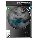 Cecotec Lavadora Secadora 8-5Kg Carga Frontal Bolero Wash&Dry 85900 Inverter Steel A, 1400 rpm, 11 programas, Motor Inverter Plus, pantalla FullColor 10,3', Funciones SteamMax, Stop&Go, Delay End