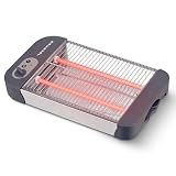 Grunkel - Tostadora de pan plana para 4 rebanadas de 600w con 6 niveles de temporizador y señal acústica de finalización. Incluye bandeja recogemigas extraíble (Básico)