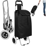 tectake® Carro Supermercado Funcional, Carrito Compra Versátil, Carrito Plegable Práctico, Carros de Compra Modernos, Solución Cómoda para Supermercado Diario - Negro