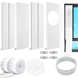 NWESTUN Kit de ventana de aire acondicionado portátil, kit de aire acondicionado portátil con 2 sellos de ventana de 3 m, kit de ventilación deslizante ajustable para manguera de escape con 5.9in / 15